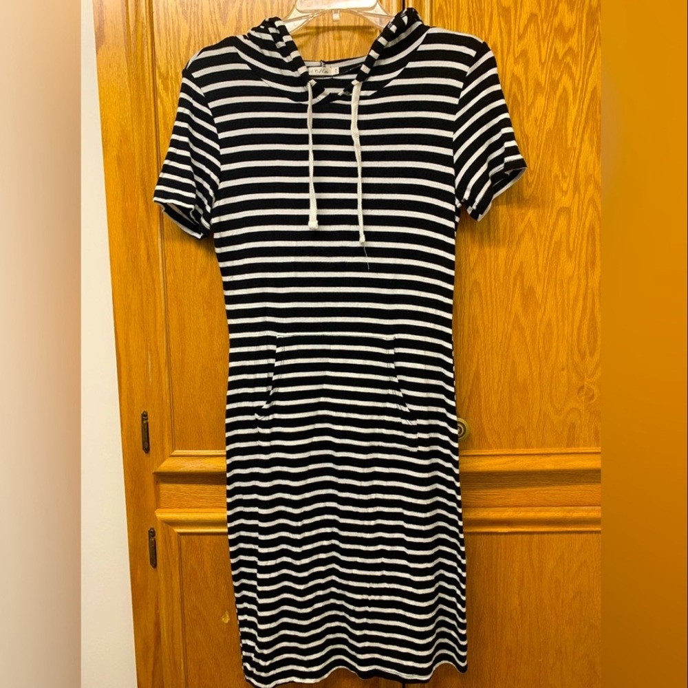 Hearts & Hips Black & White Striped Dress